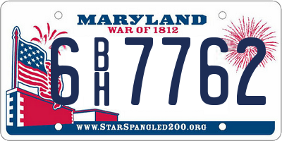 MD license plate 6BH7762