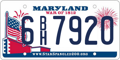 MD license plate 6BH7920