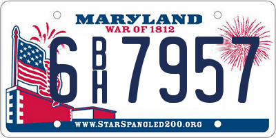 MD license plate 6BH7957