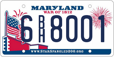 MD license plate 6BH8001