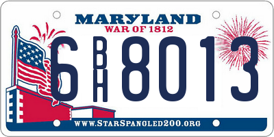 MD license plate 6BH8013