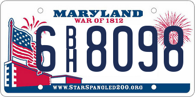 MD license plate 6BH8098