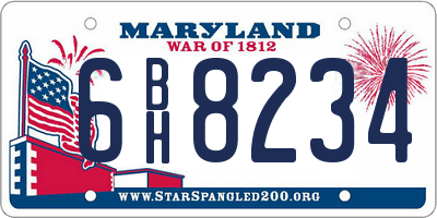 MD license plate 6BH8234