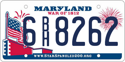 MD license plate 6BH8262