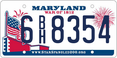 MD license plate 6BH8354