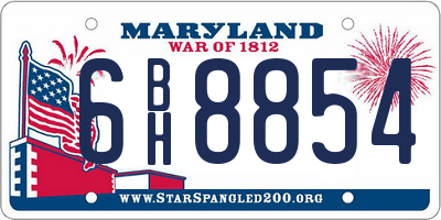 MD license plate 6BH8854