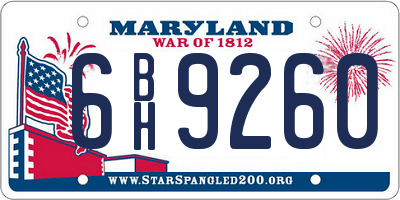 MD license plate 6BH9260