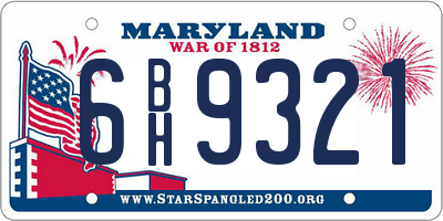 MD license plate 6BH9321