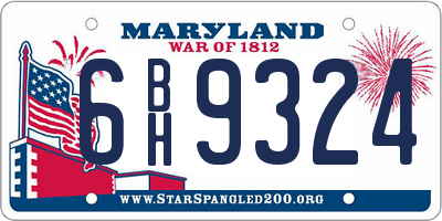 MD license plate 6BH9324