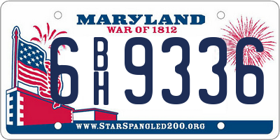 MD license plate 6BH9336