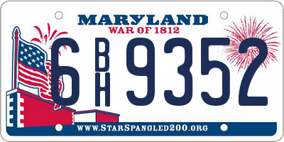 MD license plate 6BH9352