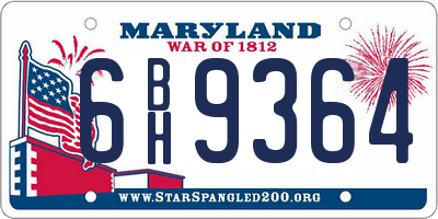 MD license plate 6BH9364