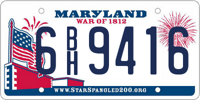 MD license plate 6BH9416