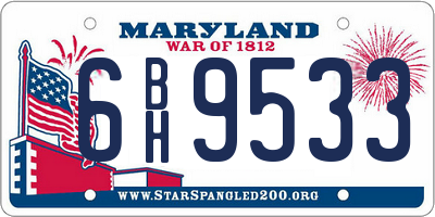MD license plate 6BH9533