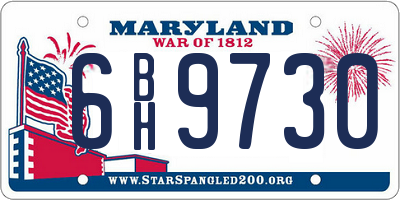 MD license plate 6BH9730