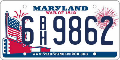 MD license plate 6BH9862