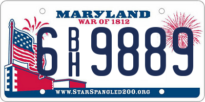 MD license plate 6BH9889