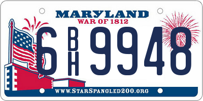 MD license plate 6BH9948