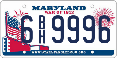 MD license plate 6BH9996