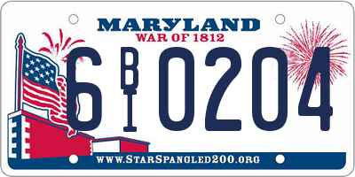 MD license plate 6BI0204