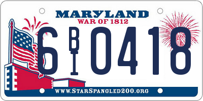 MD license plate 6BI0418
