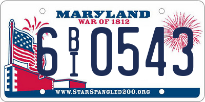 MD license plate 6BI0543