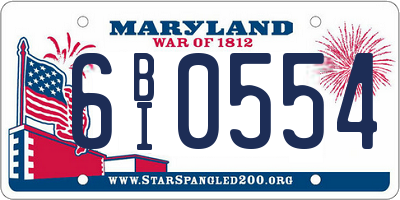 MD license plate 6BI0554