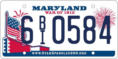 MD license plate 6BI0584