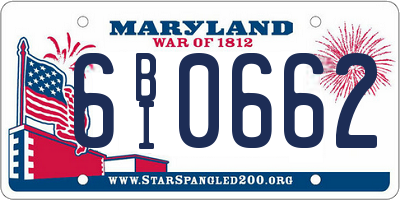 MD license plate 6BI0662