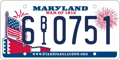 MD license plate 6BI0751