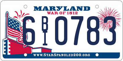 MD license plate 6BI0783