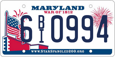 MD license plate 6BI0994