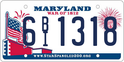 MD license plate 6BI1318