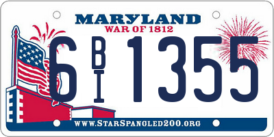 MD license plate 6BI1355