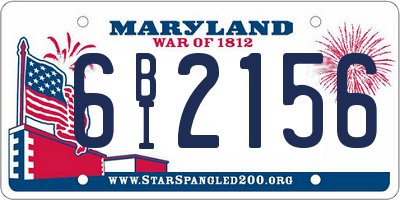 MD license plate 6BI2156
