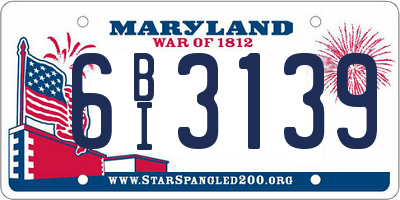 MD license plate 6BI3139