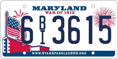 MD license plate 6BI3615
