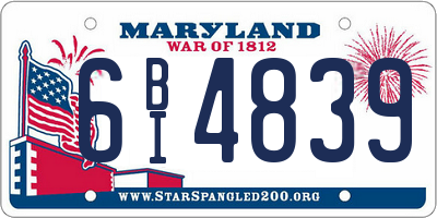 MD license plate 6BI4839