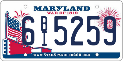 MD license plate 6BI5259