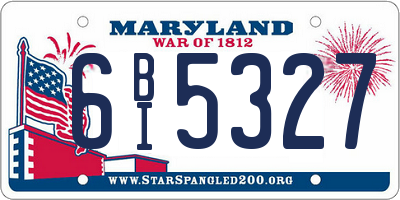MD license plate 6BI5327