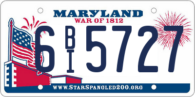 MD license plate 6BI5727