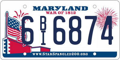MD license plate 6BI6874