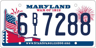 MD license plate 6BI7288