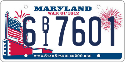 MD license plate 6BI7601