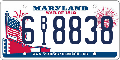 MD license plate 6BI8838