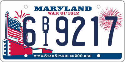 MD license plate 6BI9217