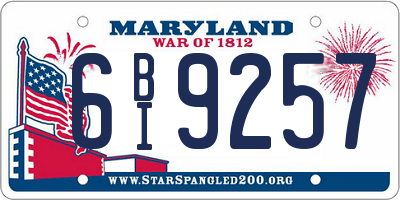 MD license plate 6BI9257