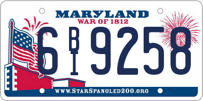 MD license plate 6BI9258