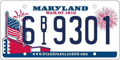 MD license plate 6BI9301
