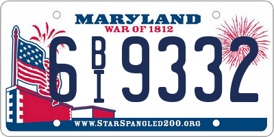 MD license plate 6BI9332